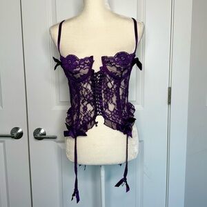 Victoria’s Secret Vintage gold label lace corset garter bustier bra top size 34C
